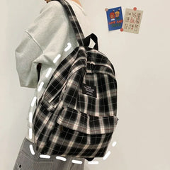 Striped Women Backpack for College School Teenage Shoulder Bag