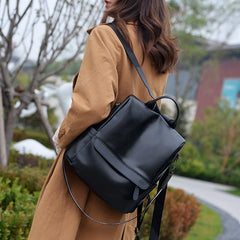 PU Leather Backpack Women Business Casual Style Large Capacity