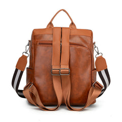 PU Leather Backpack Women Business Casual Style Large Capacity
