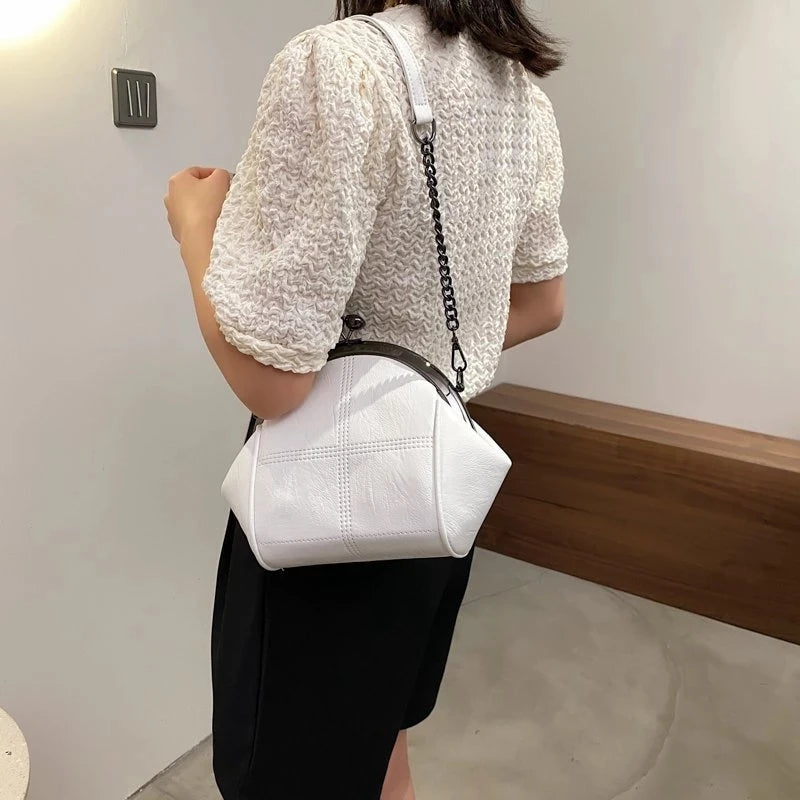 Retro Shell Zipper Messenger Bag Soft Leather Shoulder Tote Wallet