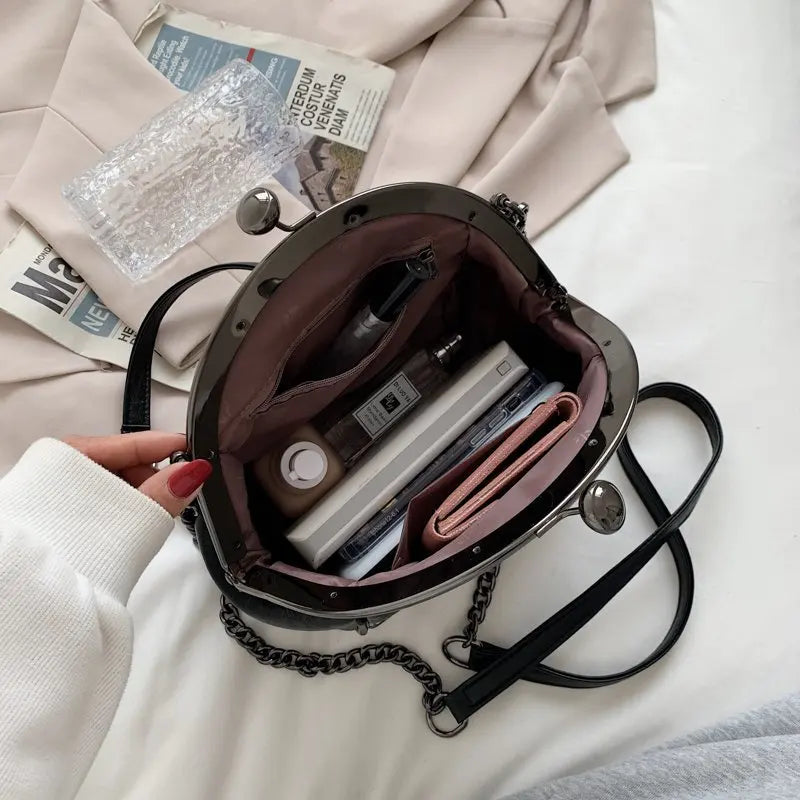 Retro Shell Zipper Messenger Bag Soft Leather Shoulder Tote Wallet