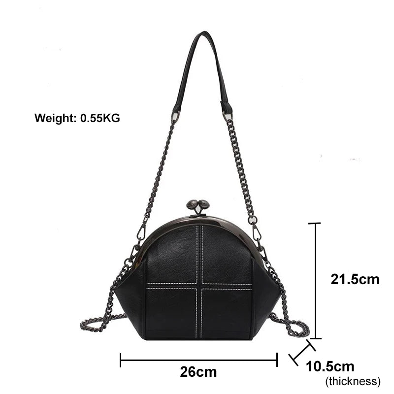 Retro Shell Zipper Messenger Bag Soft Leather Shoulder Tote Wallet