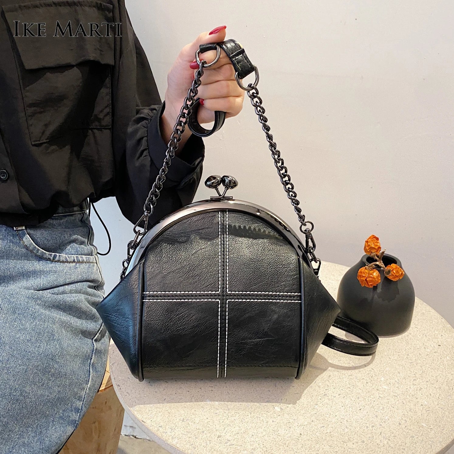 Retro Shell Zipper Messenger Bag Soft Leather Shoulder Tote Wallet
