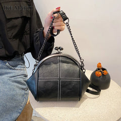 Retro Shell Zipper Messenger Bag Soft Leather Shoulder Tote Wallet
