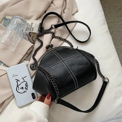 Retro Shell Zipper Messenger Bag Soft Leather Shoulder Tote Wallet