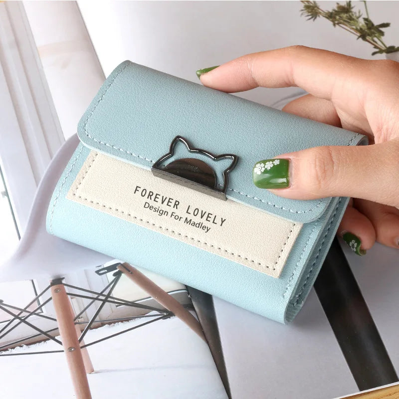 Short Wallet Mini Wallet Ladies Contrasting Metal Buckle Small Wallet