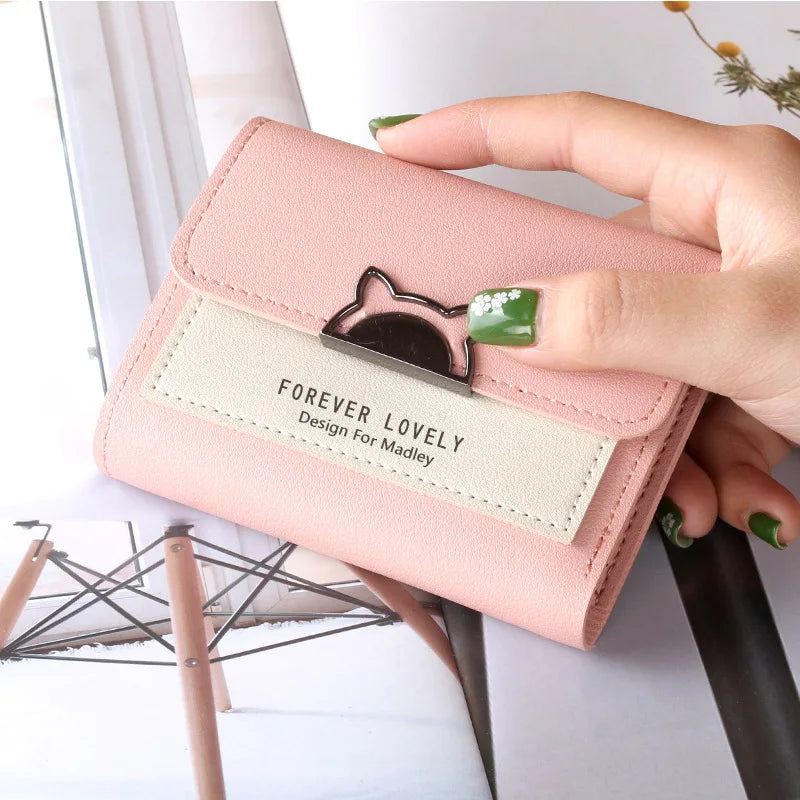 Short Wallet Mini Wallet Ladies Contrasting Metal Buckle Small Wallet