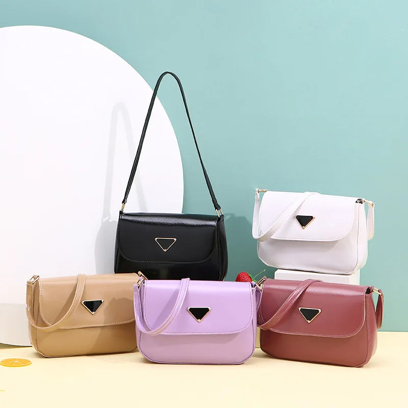 Women's Small PU Leather Shoulder Bags Solid Travel Totes