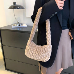 Winter Furry Ladies Clutch Purse Handbag Heart Shape Underarm Bag