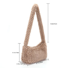 Winter Furry Ladies Clutch Purse Handbag Heart Shape Underarm Bag