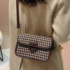 Leather Woven Crossbody Bag for Women Shoulder Chest Messenger Bag