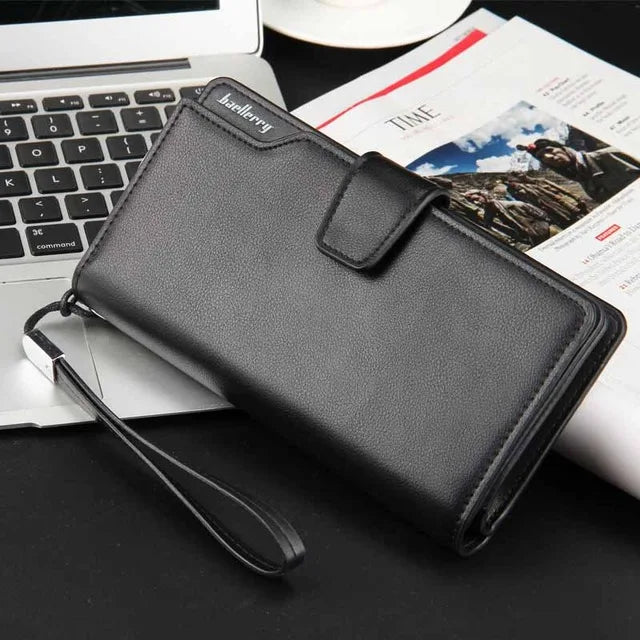 Leather Long Wallet Men Purse Clutch Zipper Around Multifunction