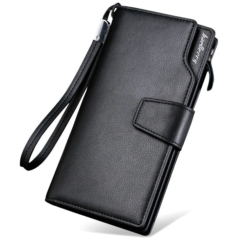 Leather Long Wallet Men Purse Clutch Zipper Around Multifunction