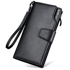 Leather Long Wallet Men Purse Clutch Zipper Around Multifunction