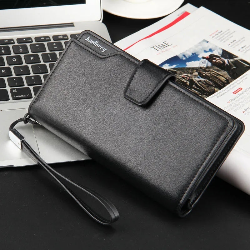 Leather Long Wallet Men Purse Clutch Zipper Around Multifunction