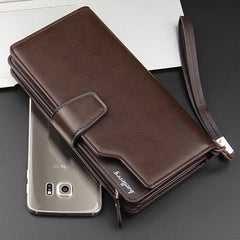 Leather Long Wallet Men Purse Clutch Zipper Around Multifunction