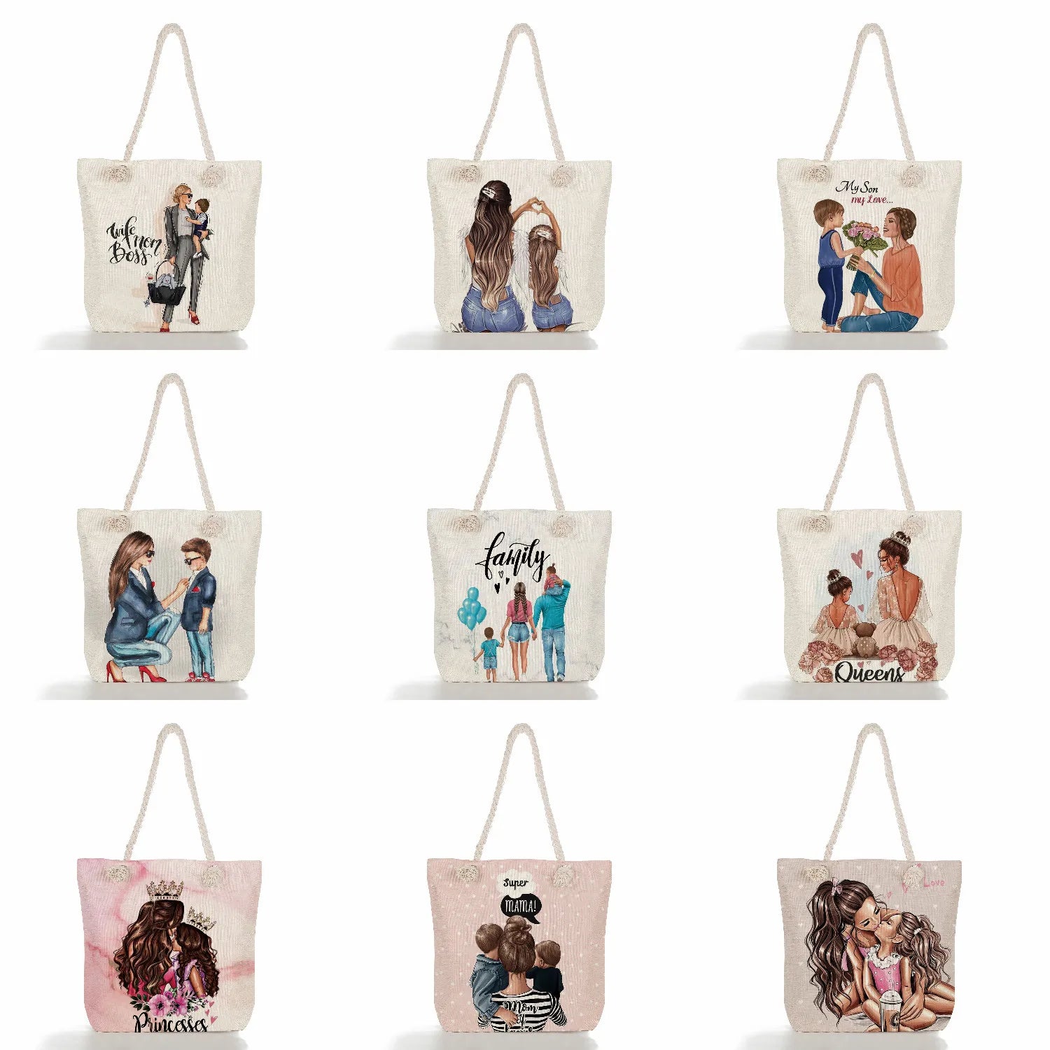 Large Capacity Mom and Baby Print Shoulder Bag
