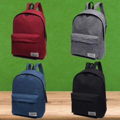 Unisex College Backpack Solid Casual Travel Bag Zipper Closure