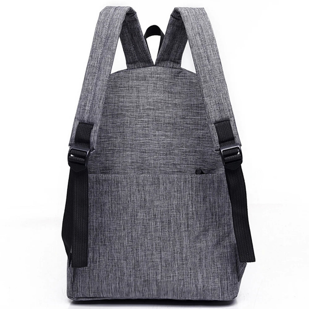Unisex College Backpack Solid Casual Travel Bag Zipper Closure
