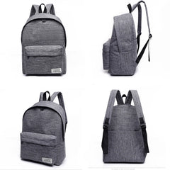 Unisex College Backpack Solid Casual Travel Bag Zipper Closure