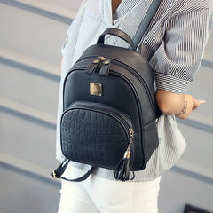 Small PU Leather Schoolbag Teen Girls Backpack