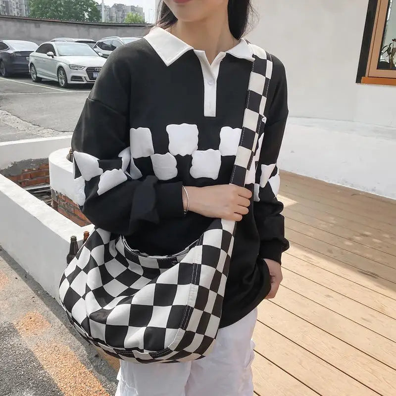 Women Plaid Checkerboard Messenger Bags Ladies Crossbody Bag