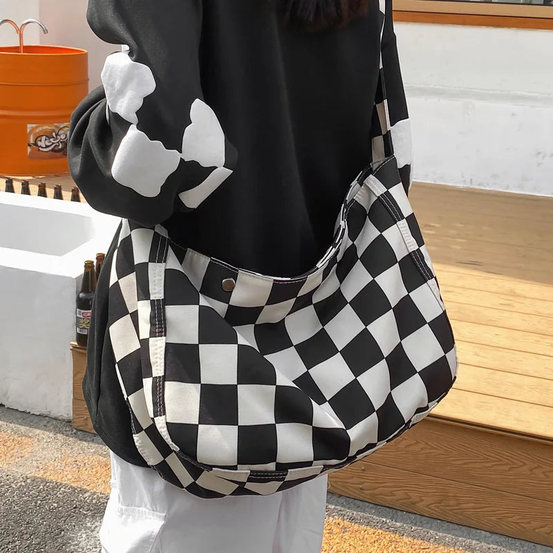 Women Plaid Checkerboard Messenger Bags Ladies Crossbody Bag