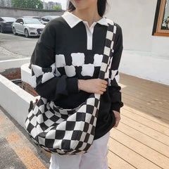 Women Plaid Checkerboard Messenger Bags Ladies Crossbody Bag