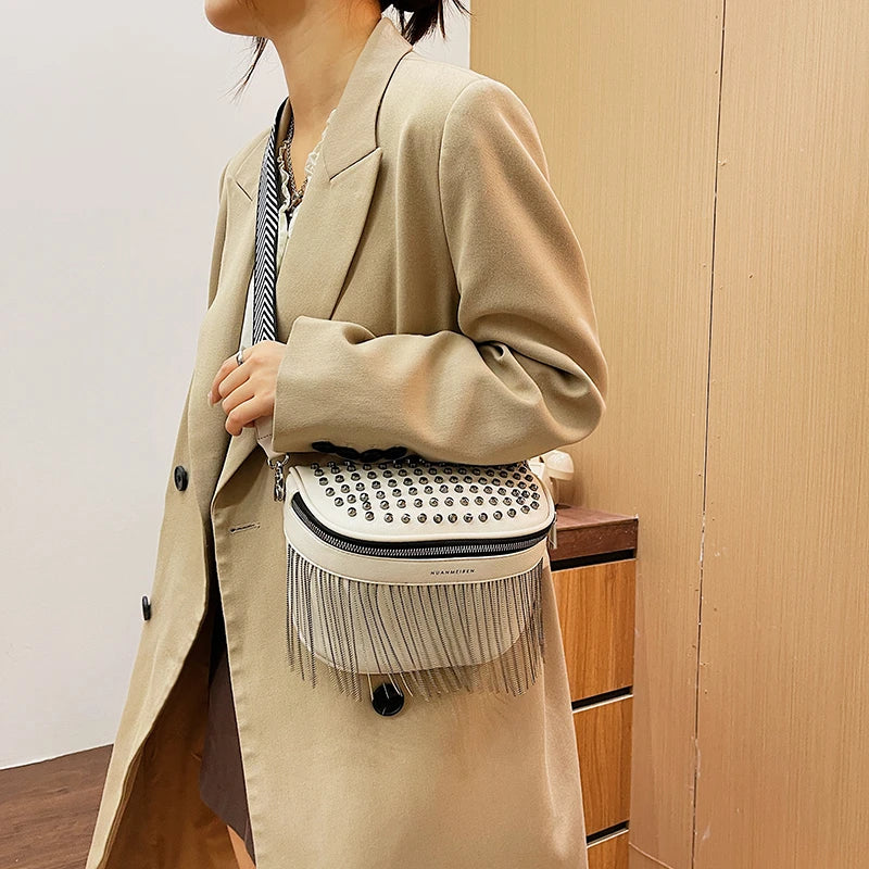 Women Tassel Shoulder Crossbody Bag Casual Shopping Chest Bag