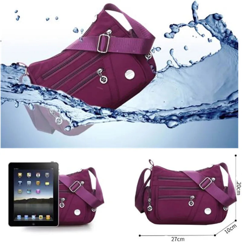 Nylon Oxford Shoulder Messenger Bag Waterproof Zipper Travel Crossbody Bag