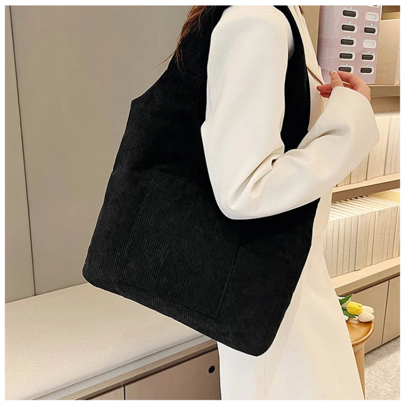 Velvet Canvas Shoulder Bag Handbag Tote Large Capacity Shopping