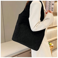 Velvet Canvas Shoulder Bag Handbag Tote Large Capacity Shopping
