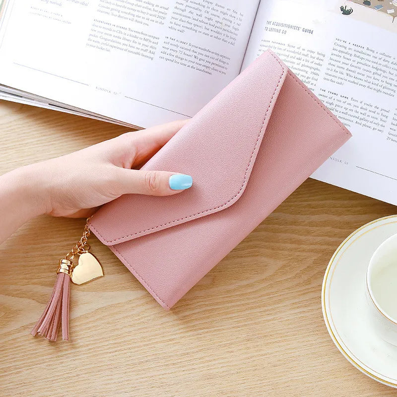 Women Zipper Clutch Wallet Red Long Section Soft PU Leather Money Bag