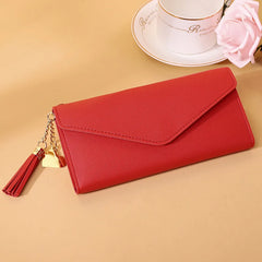 Women Wallet Zipper Purses Long Clutch Gray Red PU Leather Money Bag