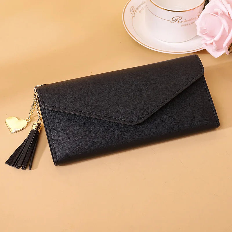 Women Zipper Clutch Wallet Soft PU Leather Red Gray