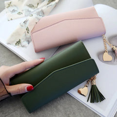 Gray Red Women's Zipper Clutch Wallet Soft PU Leather Money Bag