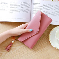 Gray Red Women's Zipper Clutch Wallet Soft PU Leather Money Bag