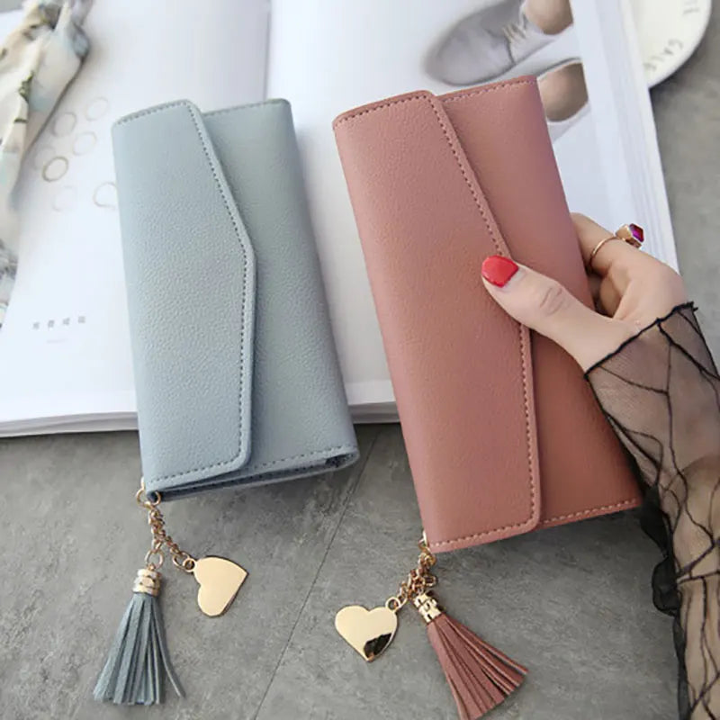 Women Zipper Wallets Long Clutch Soft PU Leather Money Bag