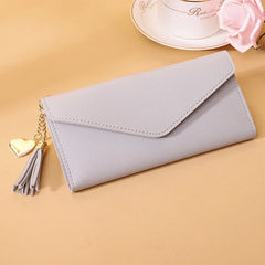 Gray Red Women's Zipper Clutch Wallet Soft PU Leather Money Bag