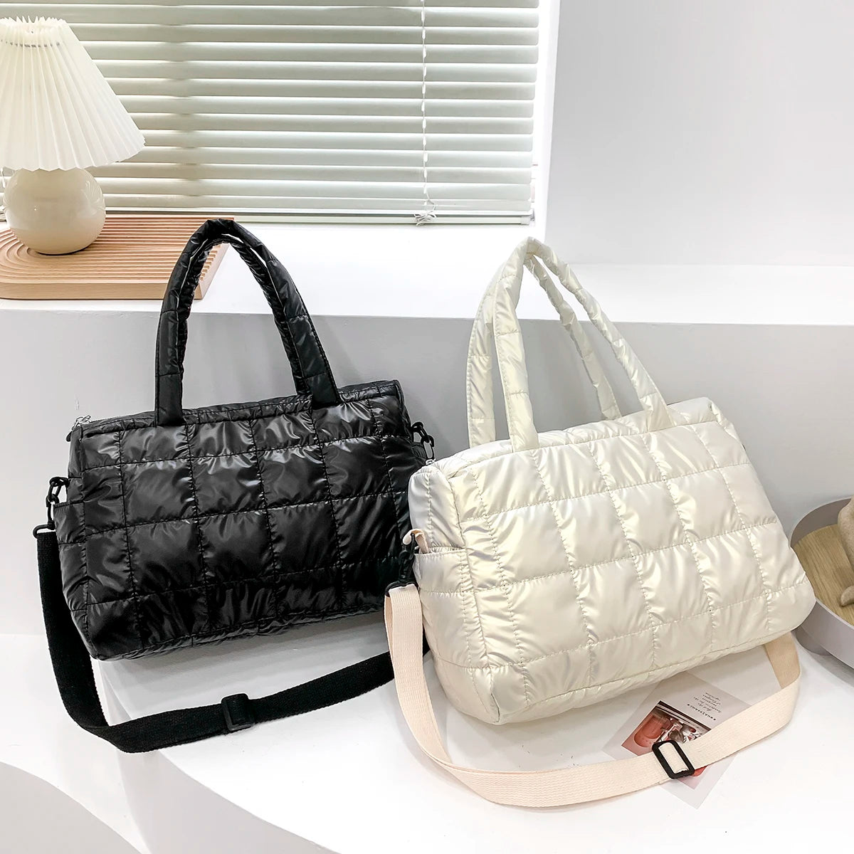 Women Winter Space Bale Cotton Handbags Ladies Bags Down Bright Shoulder Bag