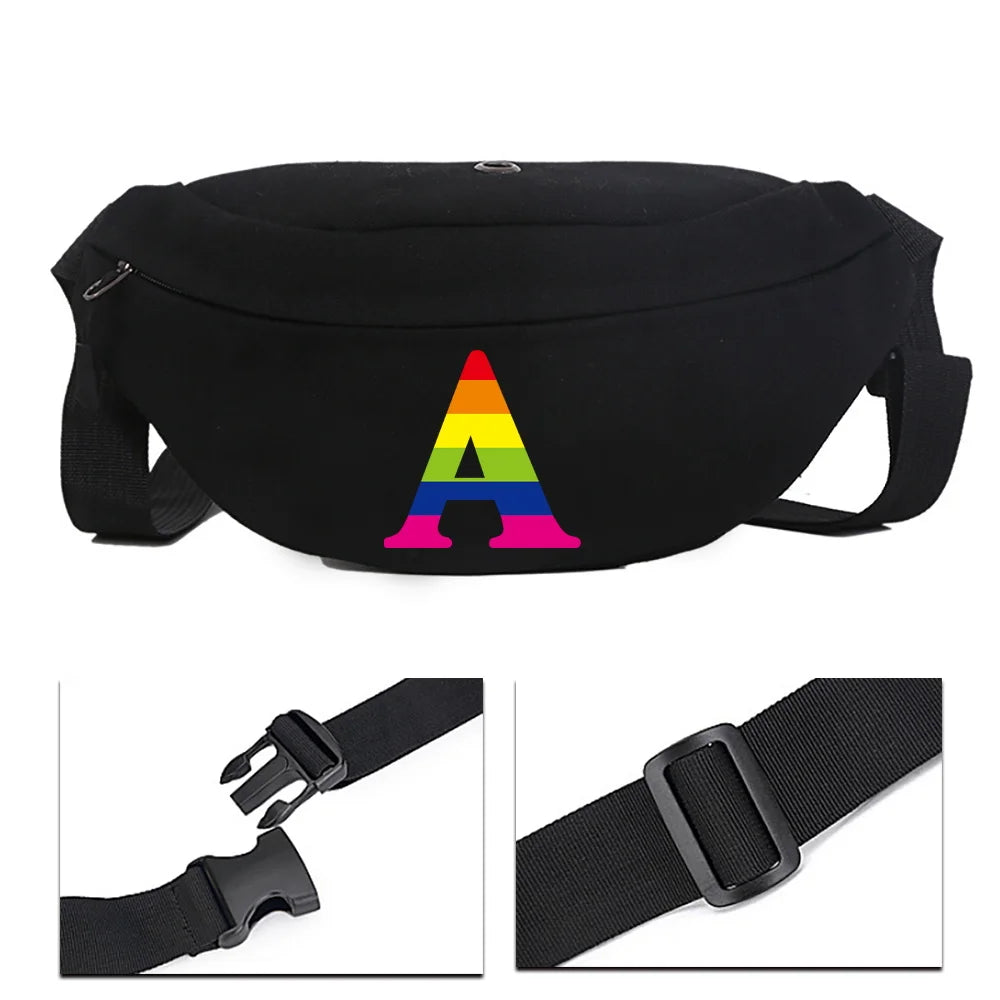 Rainbow Canvas Shoulder & Chest Bag for Women