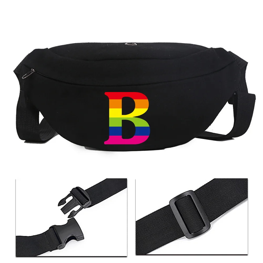 Rainbow Canvas Shoulder & Chest Bag for Women