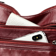 Women's Soft PU Leather Shoulder Bags Solid Large Capacity Crossbody Bag