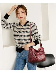 Women's Soft PU Leather Shoulder Bags Solid Large Capacity Crossbody Bag