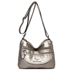 Women's Soft PU Leather Shoulder Bags Solid Large Capacity Crossbody Bag