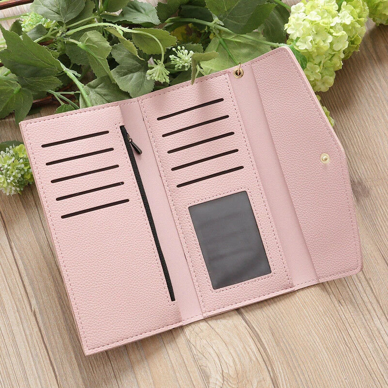 Zipper Womens Clutch Wallet Soft Leather Money Bag