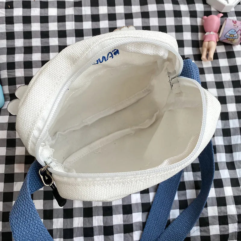 Female Cartoon Canvas Crossbody Bag Small Fresh Single Shoulder Bag