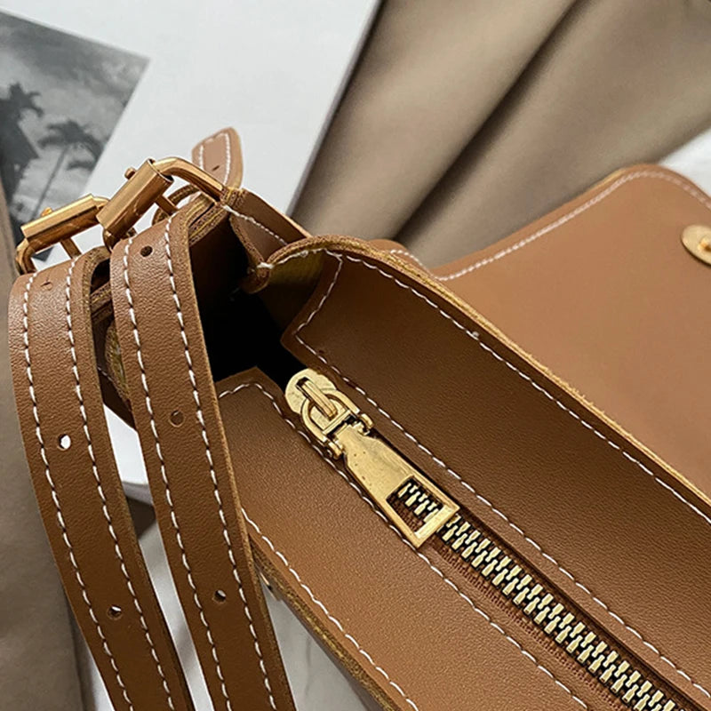 Flap Girls Shoulder Handbags Leather Solid Women Crossbody Bag