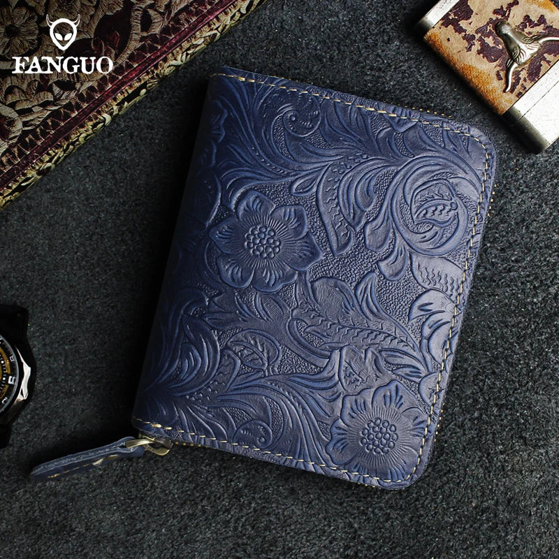 Vintage Short Small Bifold Zipper Wallets - Photo Slot
