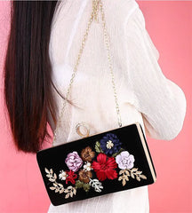 Flowers Diamond Ring Evening Clutch Bag With Chain MN835